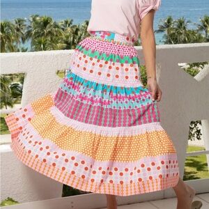 Beautiful Dizzy Lizzie Woodstock Pull on MULTI DOT SKIRT  size Small